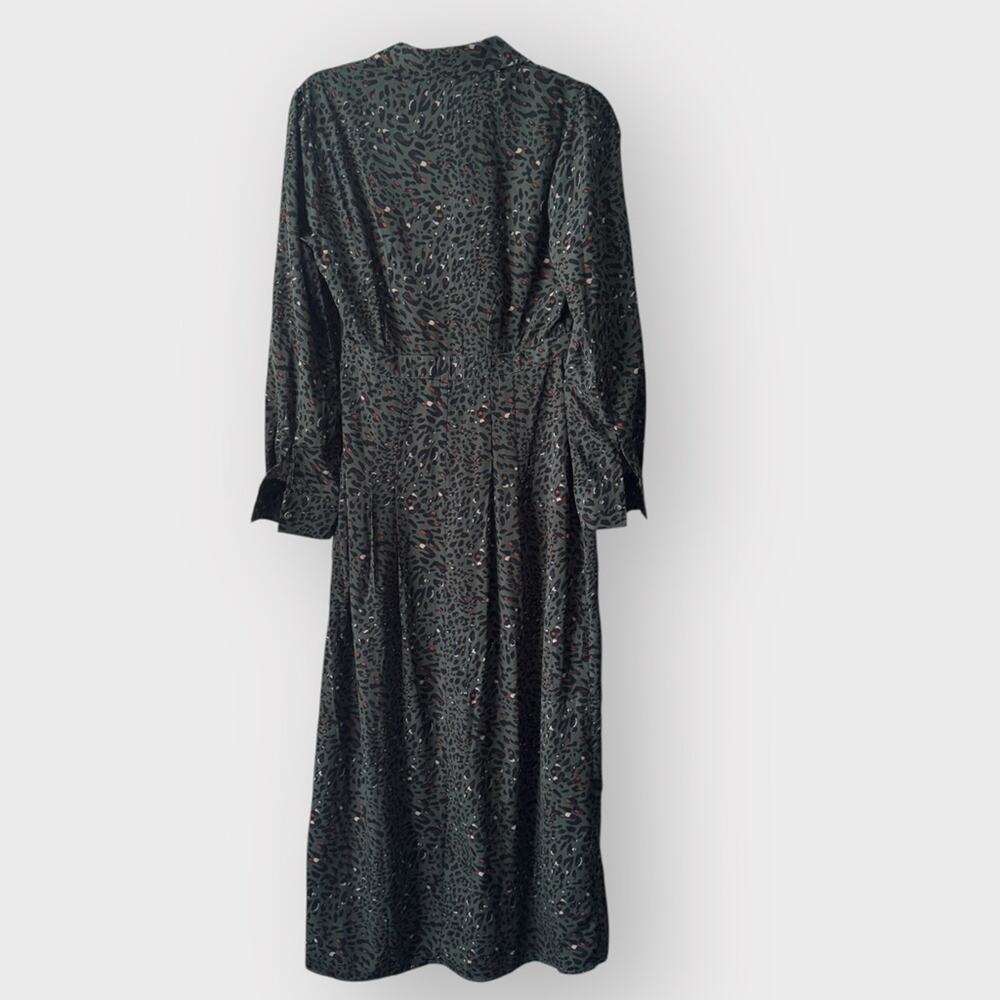 Everly green leopard print long sleeve maxi dress with slits, size small - Picture 7 of 8